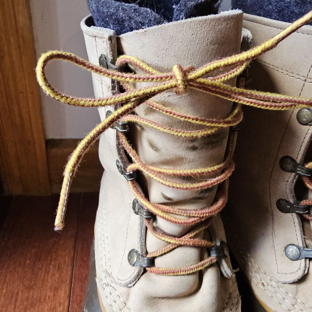 Vintage LL Bean Mens Maine Hunting Shoe Duck Boots Mens Sz 14 Leather Wool Lined - Picture 7 of 11